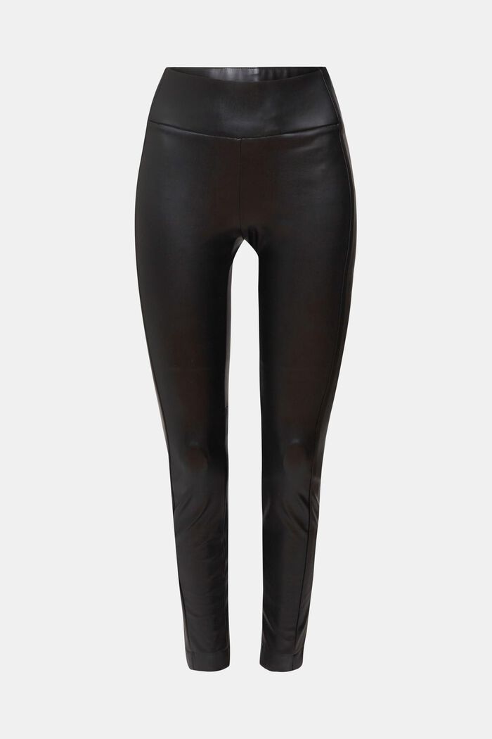 High-rise faux leather leggings, BLACK, detail image number 6