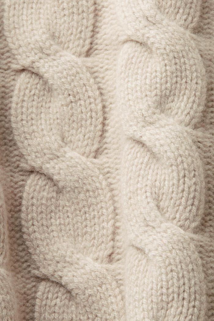 ‌羊毛絞花針織衫, 淺灰褐色, detail image number 5