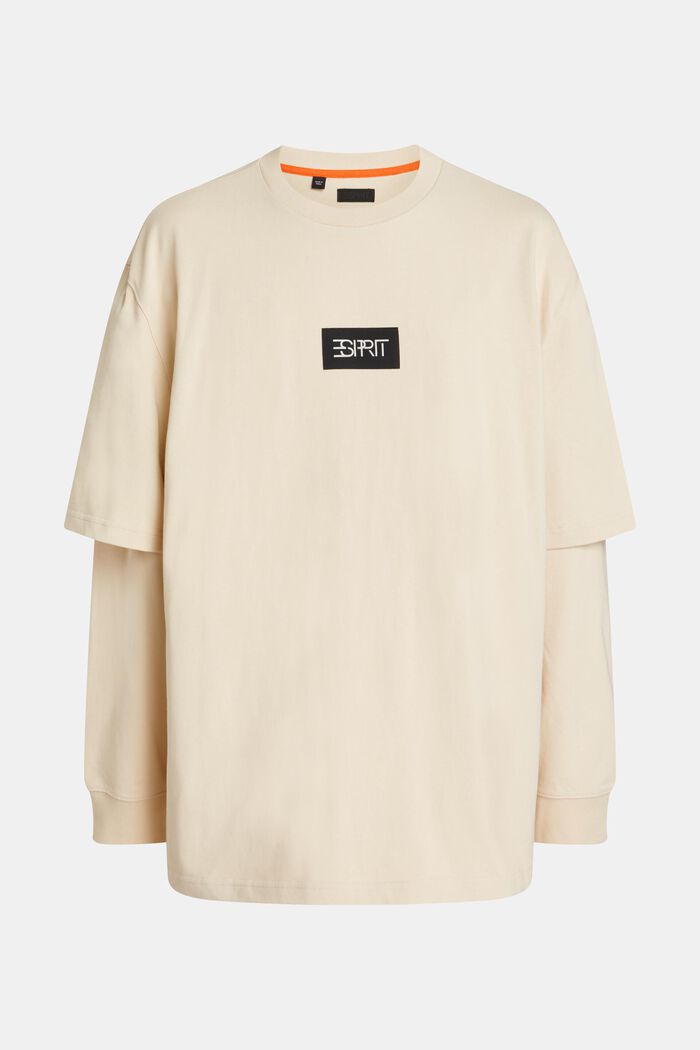 Oversized double-sleeve t-shirt, CREAM BEIGE, detail image number 4
