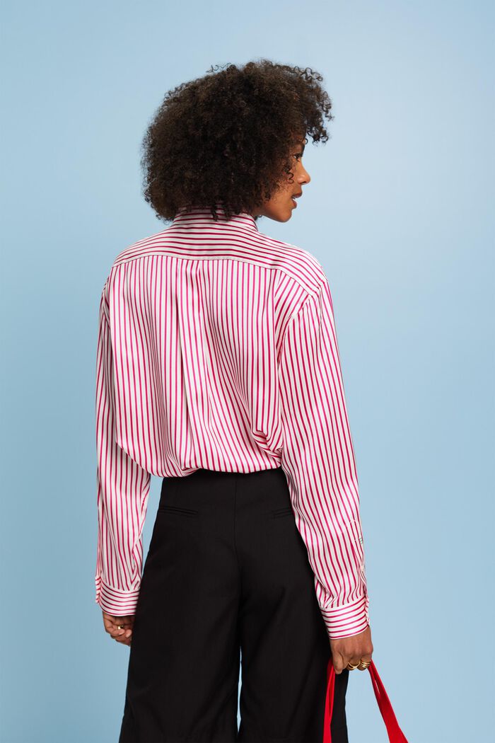 條紋絲質恤衫, 桃紅色, detail image number 2