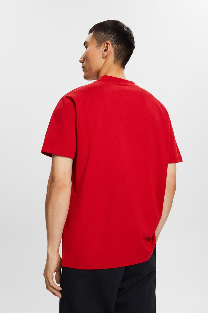 100%純棉厚平織布LOGO標誌T恤, 紅色, detail image number 2