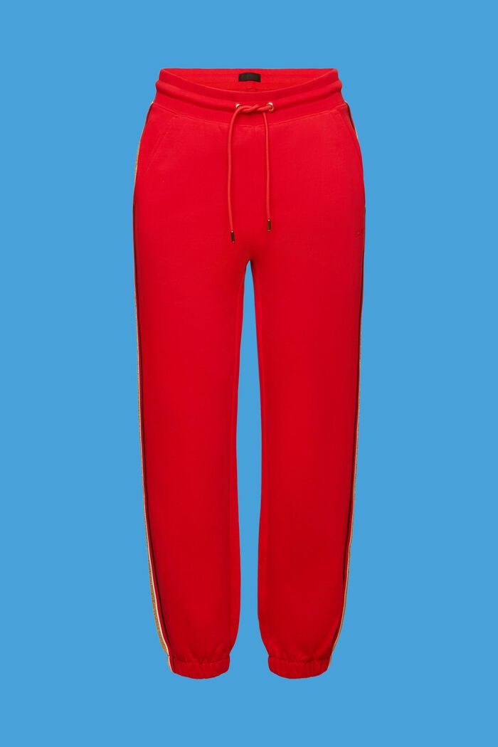 Striped Cotton Track Pants, RED, detail image number 6