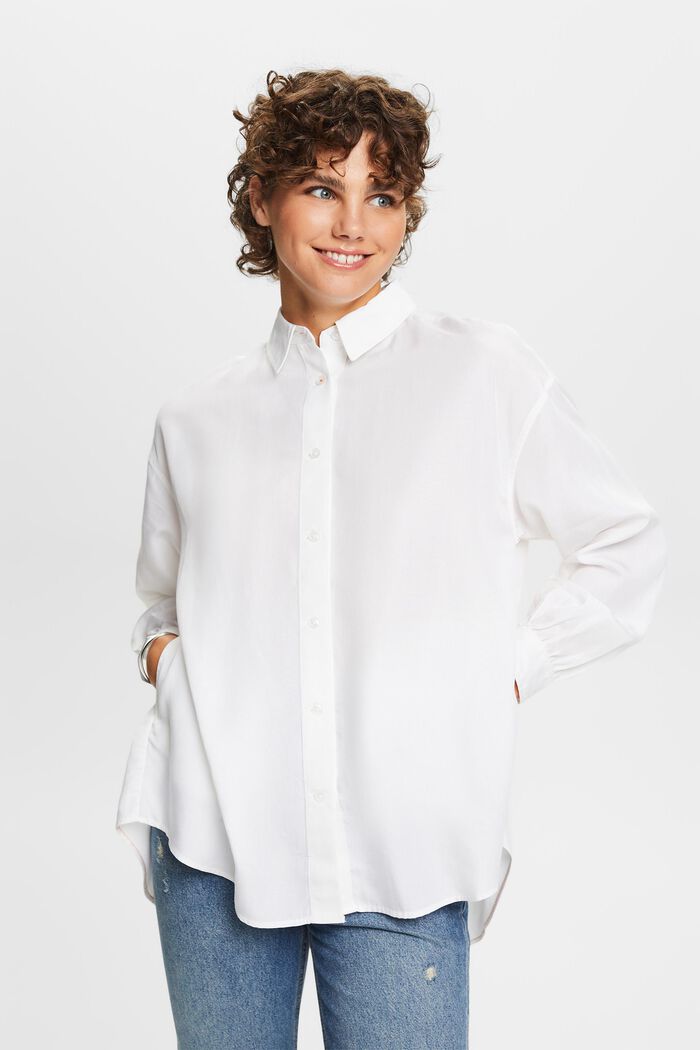 超大廓形女裝恤衫, 白色, detail image number 4