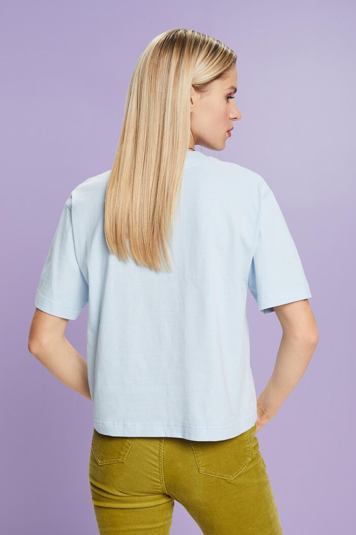 棉質平織布印花T恤, 淺藍色, detail image number 2