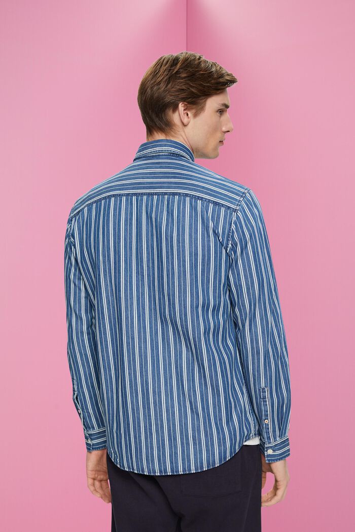 Slim fit denim shirt with stripes, ICE, detail image number 3