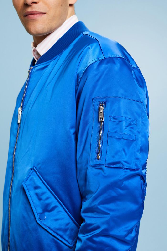 ‌緞面飛行員夾克, 藍色, detail image number 2