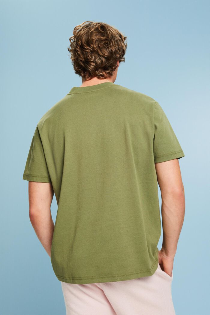 100%純棉厚平織布LOGO標誌T恤, 橄欖綠, detail image number 2