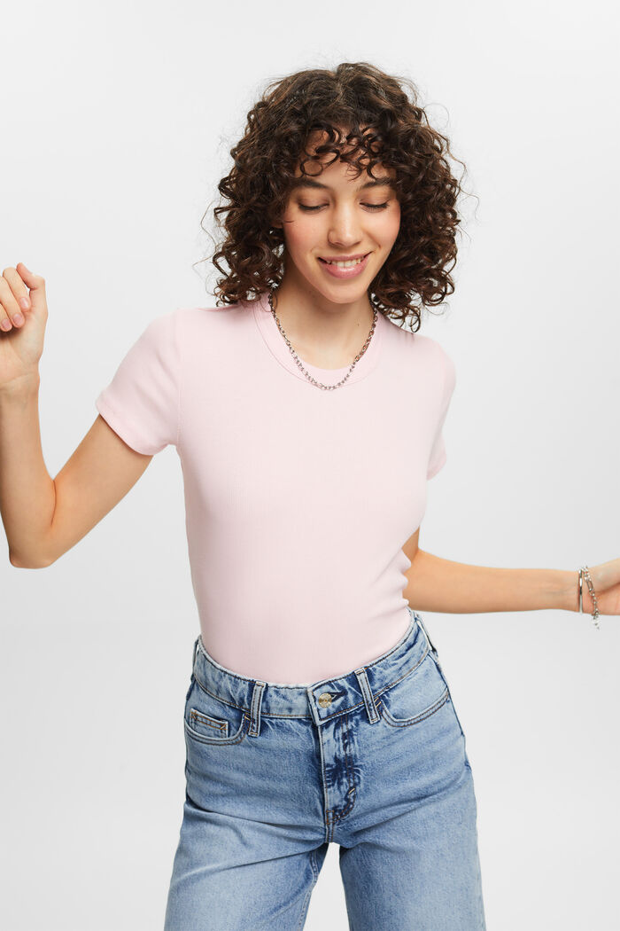 羅紋平織布T恤, 淺粉紅色, detail image number 0