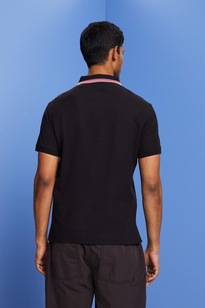 凸紋布POLO衫, 黑色, detail image number 3