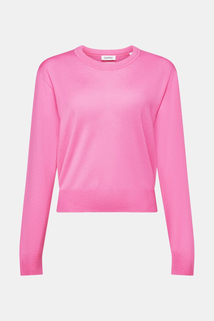 Cashmere Crewneck Sweater, PINK FUCHSIA, detail image number 6