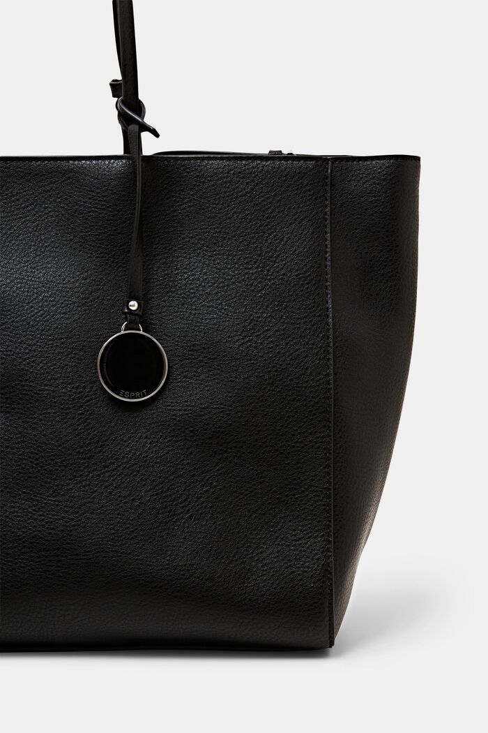 ‌純素皮革購物袋, 黑色, detail image number 1