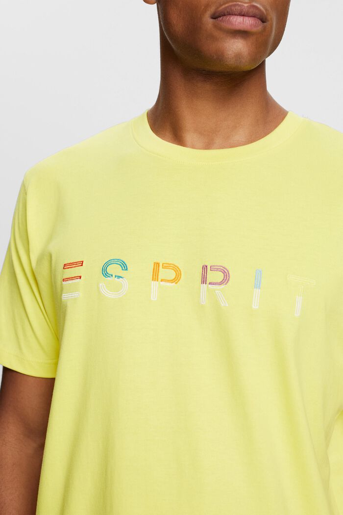 Jersey T-shirt with an embroidered logo, BRIGHT YELLOW, detail image number 0