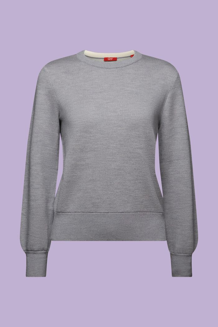 Wool-Blend Crewneck Sweater, LIGHT GREY, detail image number 6