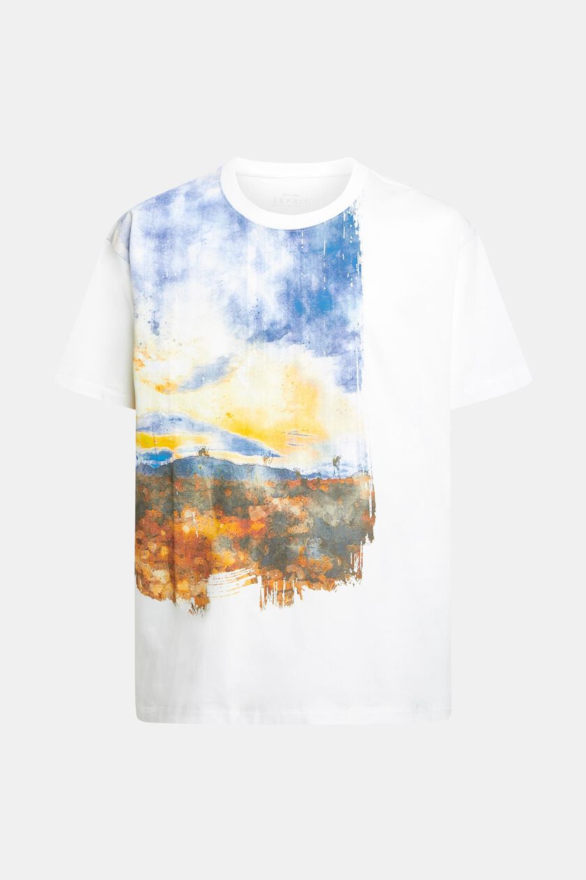 Front panel landscape digital print t-shirt