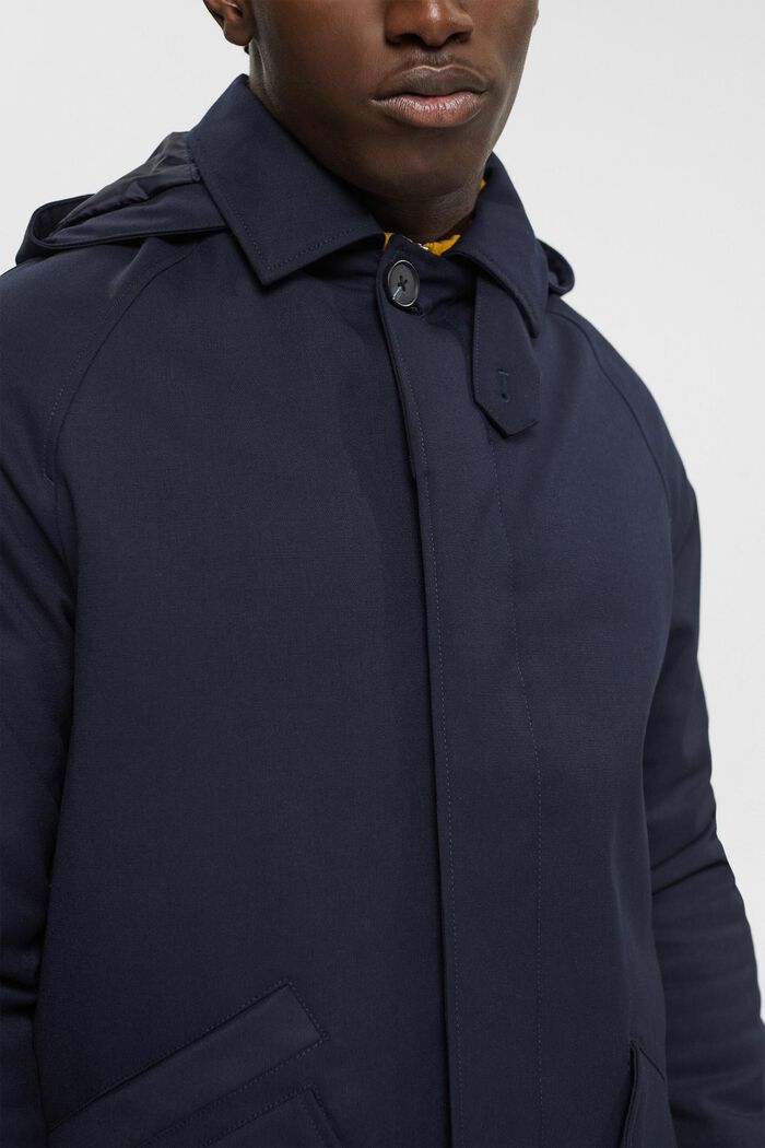 Coat with detachable hood, NAVY, detail image number 0