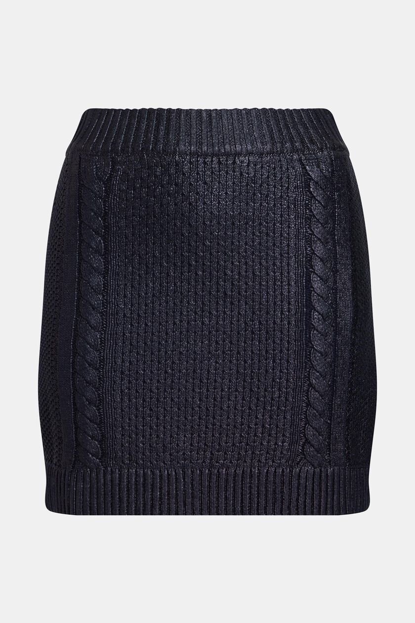 Metallic cable knit mini skirt