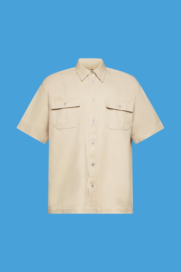 方正版型牛仔短袖恤衫, 米色, detail image number 6