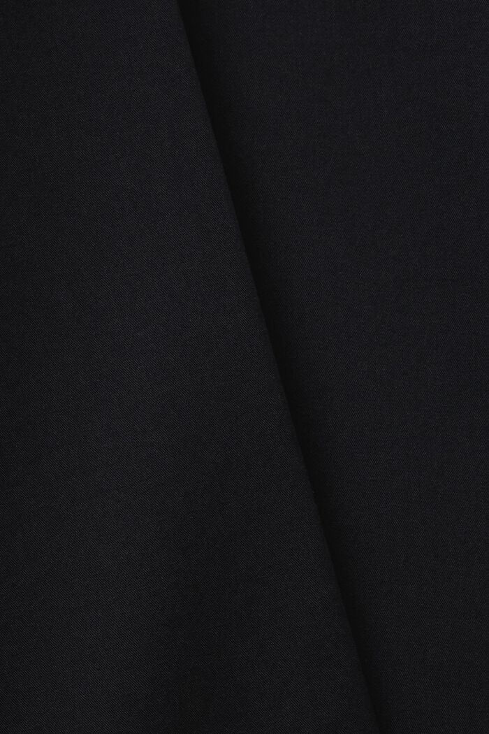褶皺中長款恤衫式連身裙, 黑色, detail image number 4