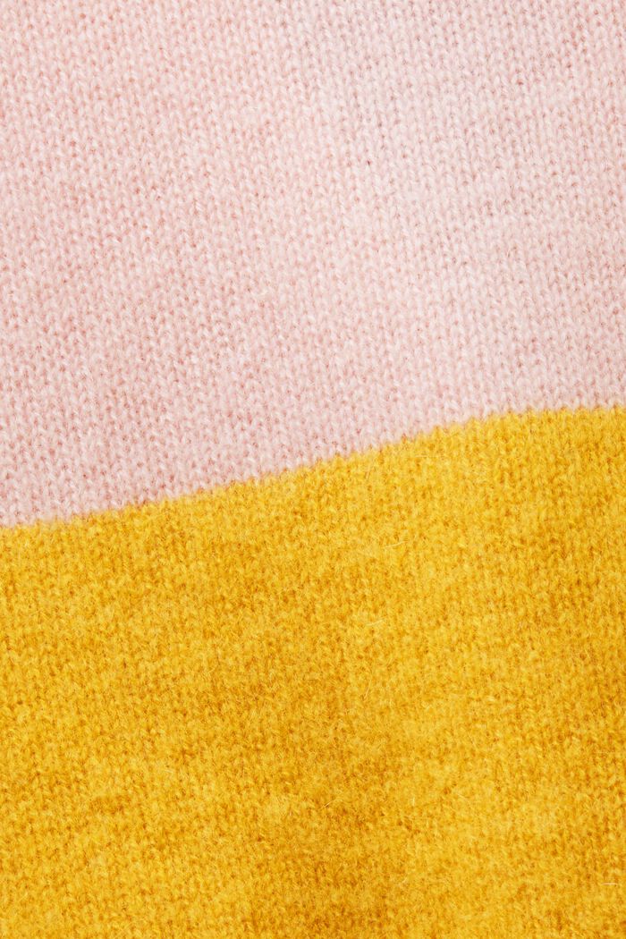 ‌V領橄欖球條紋羊絨開衫, 黃色, detail image number 5