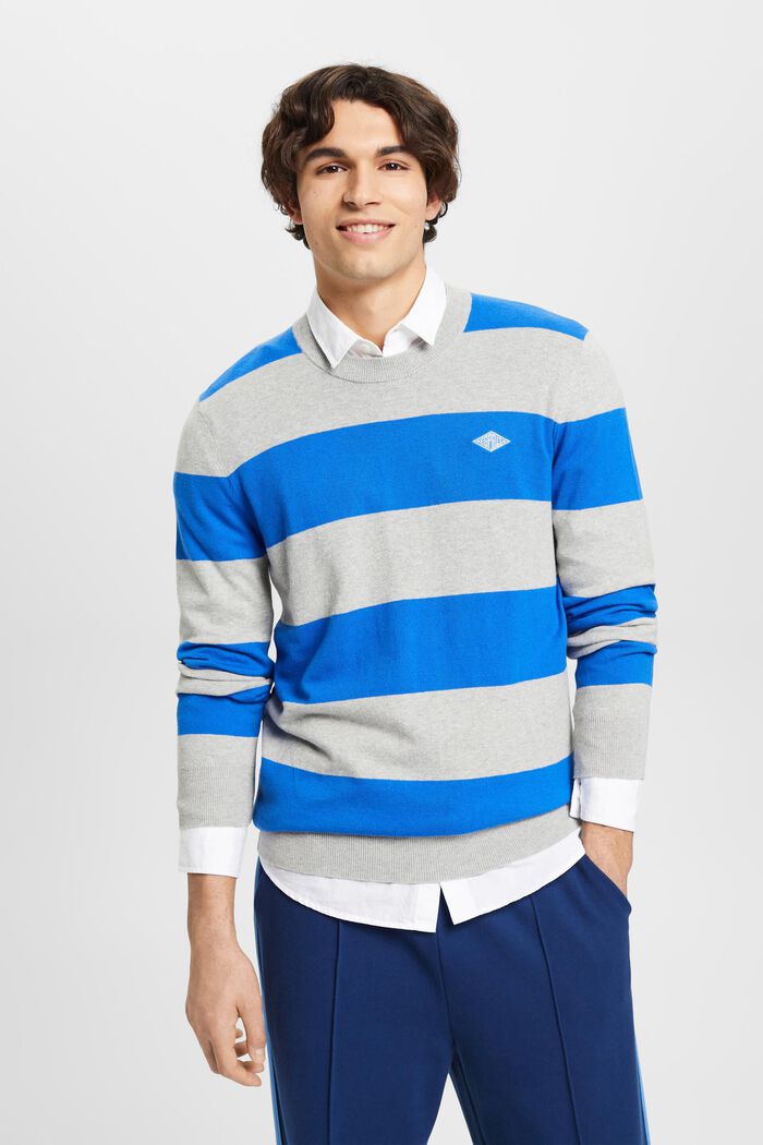 Striped knit jumper with cashmere, LIGHT GREY, detail image number 0
