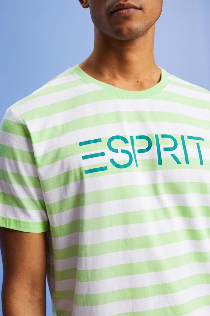 Striped Cotton T-Shirt, CITRUS GREEN, detail image number 2