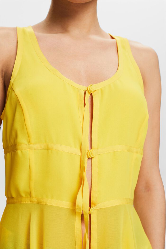 ‌無袖D形環雪紡女裝恤衫, 黃色, detail image number 3