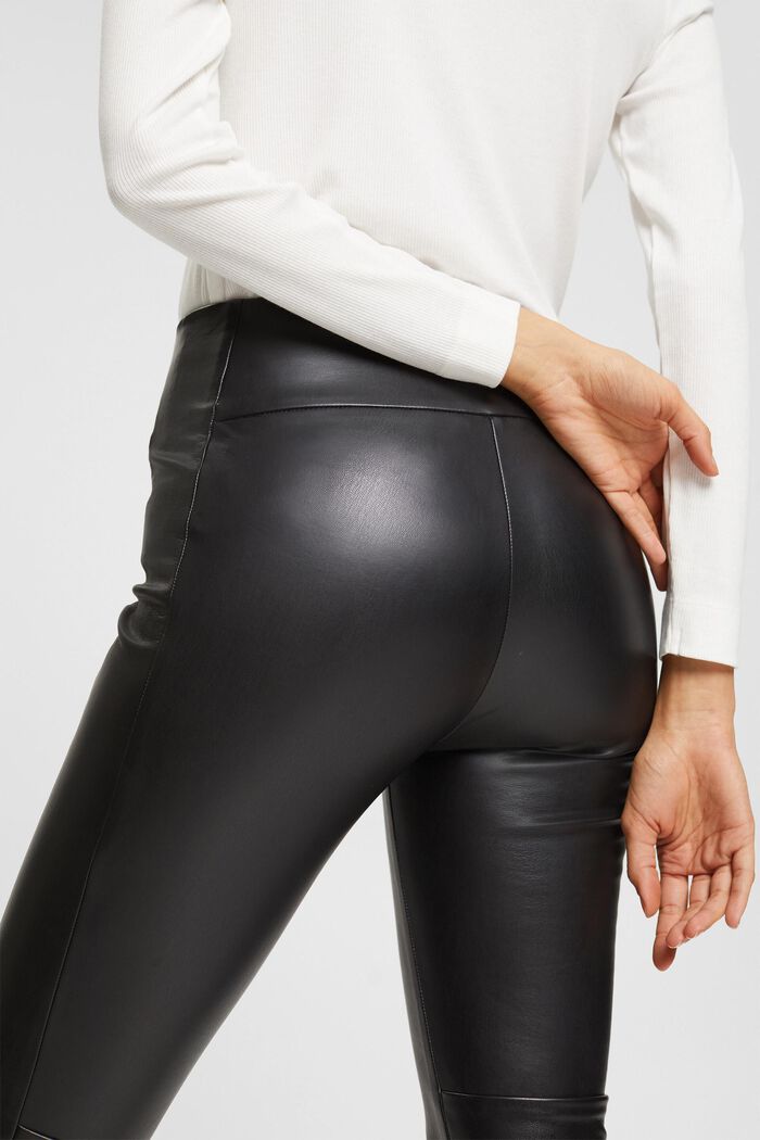 High-rise faux leather leggings, BLACK, detail image number 3