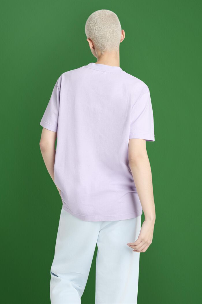 ‌超大廓形棉質平織布LOGO標誌T恤, 淡紫色, detail image number 2
