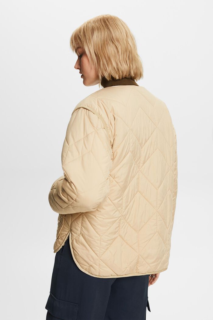 ‌循環再生：泰迪絨襯裡絎縫夾克, 米色, detail image number 3