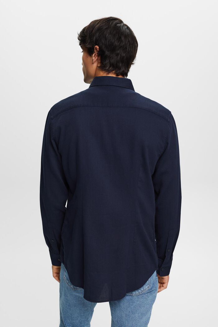 100%純棉紋理感修身恤衫, 海軍藍, detail image number 3
