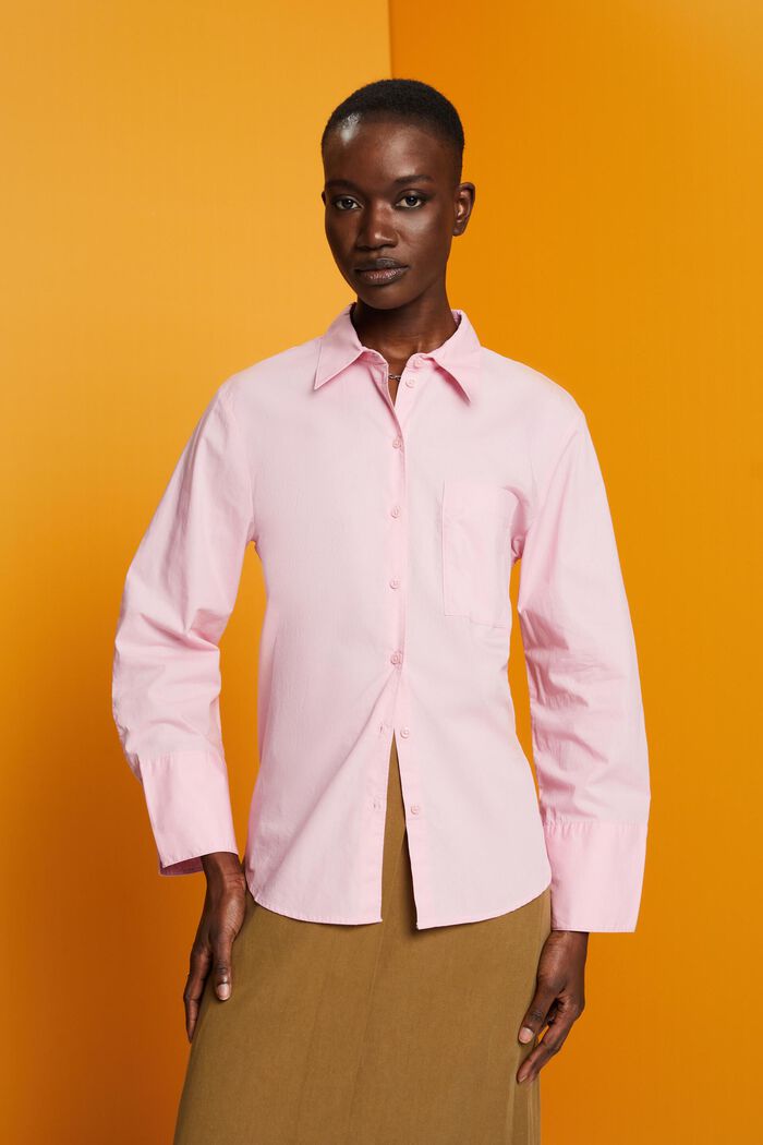 超大廓形白色棉質恤衫, 淺粉紅色, detail image number 0
