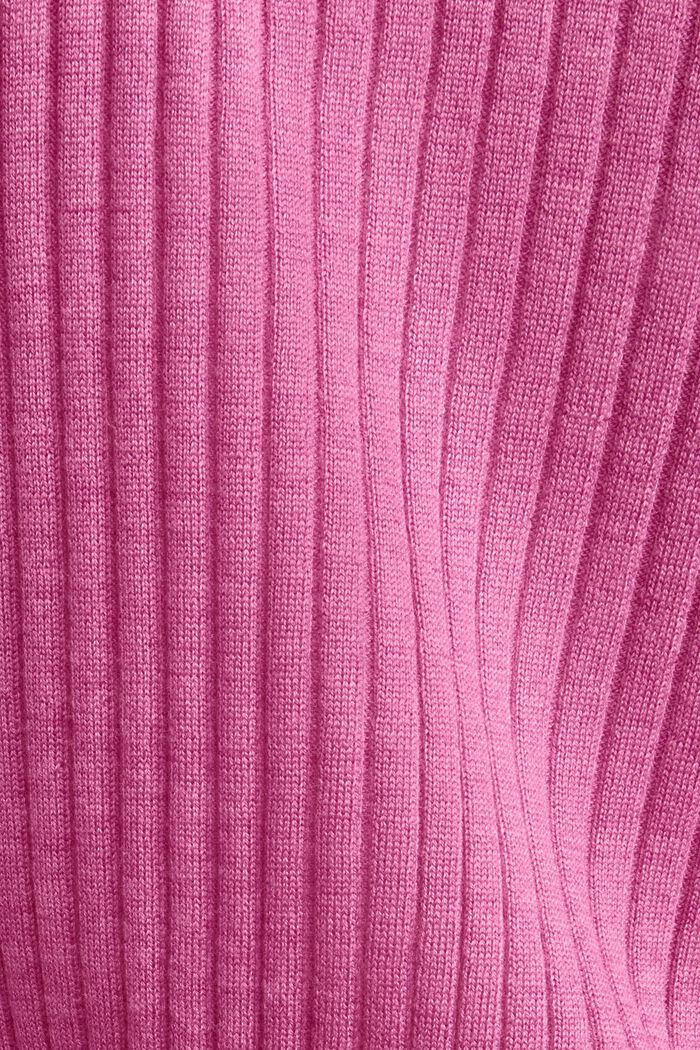 ‌羅紋針織美麗諾羊毛開衫, 桃紅色, detail image number 4