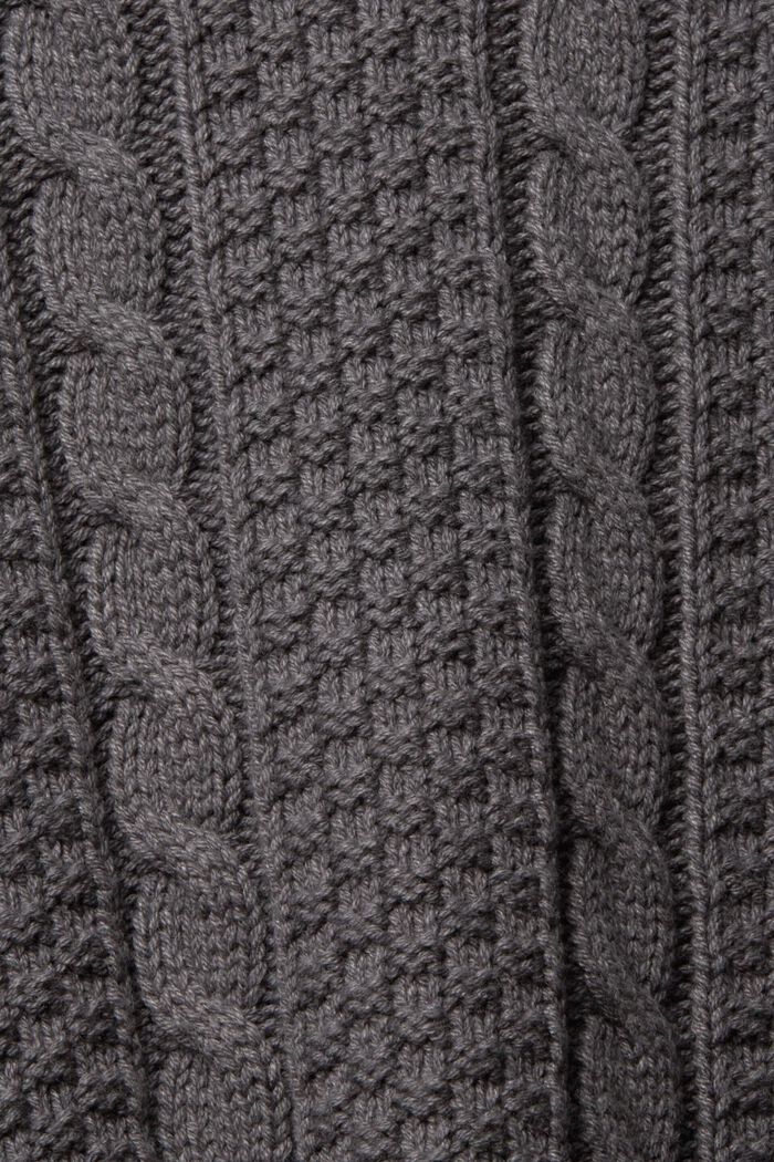 絞花針織毛衣, 深灰色, detail image number 4