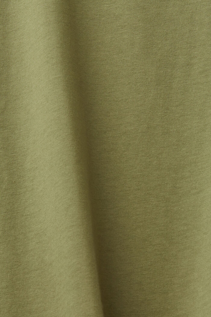 Cotton t-shirt with logo breast print, OLIVE, detail image number 4