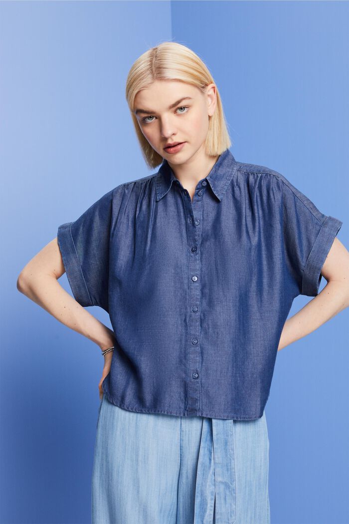 TENCEL™超大廓形女裝恤衫, 深藍色, detail image number 0