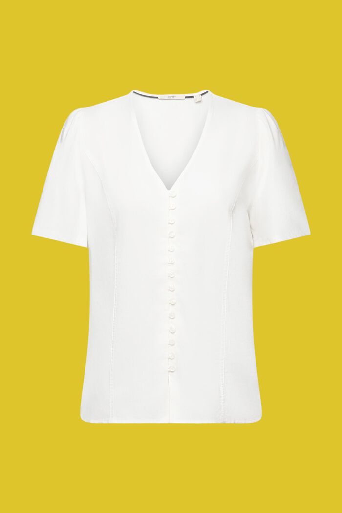 繫扣式束腰女裝恤衫, 白色, detail image number 6