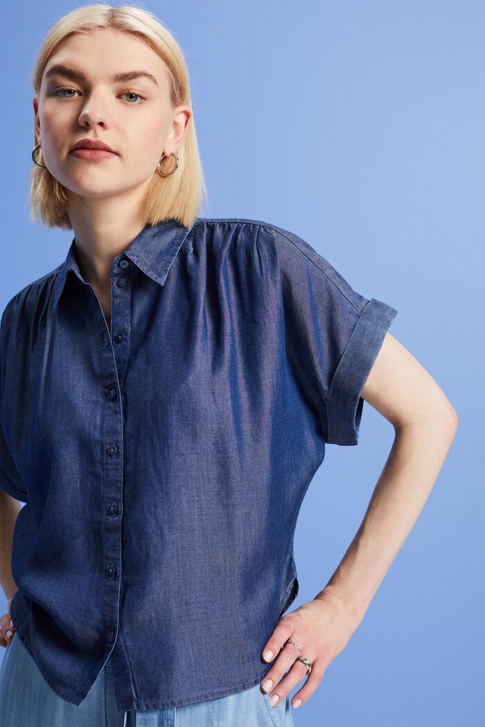 TENCEL™超大廓形女裝恤衫, 深藍色, detail image number 4