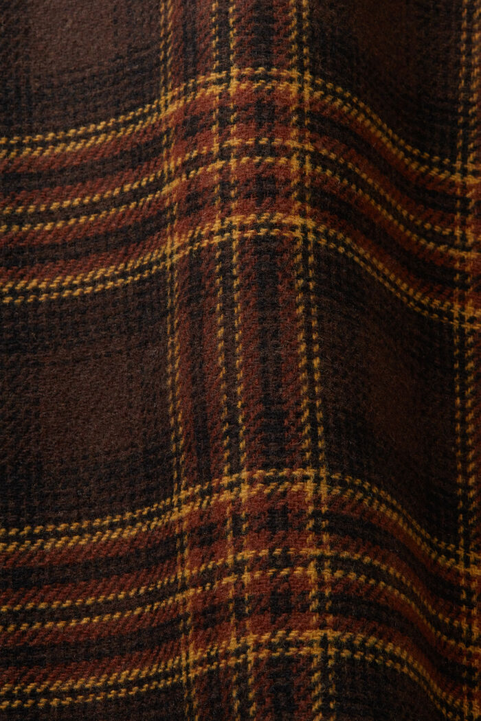 格紋羊毛混紡恤衫式外套, 深啡色, detail image number 5
