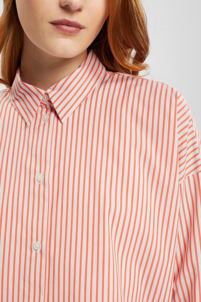 條紋府綢女裝恤衫, 橙紅色, detail image number 2