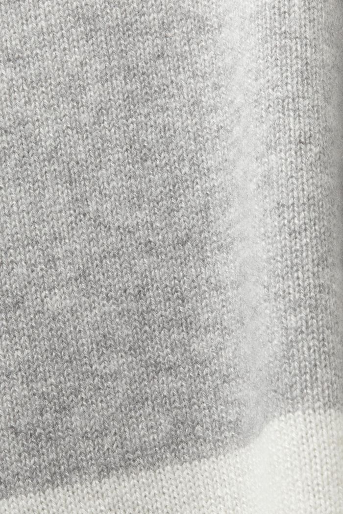 ‌樽領橄欖球條紋羊絨毛衣, 淺灰色, detail image number 7