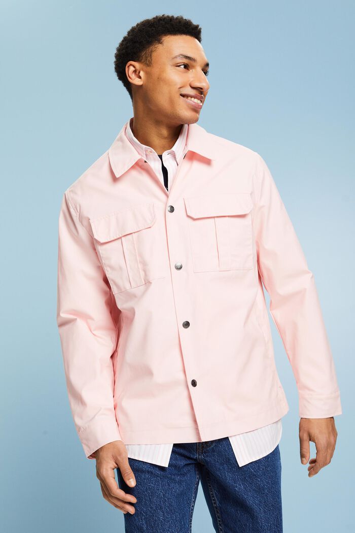 斜紋布恤衫式外套, 淺粉紅色, detail image number 4