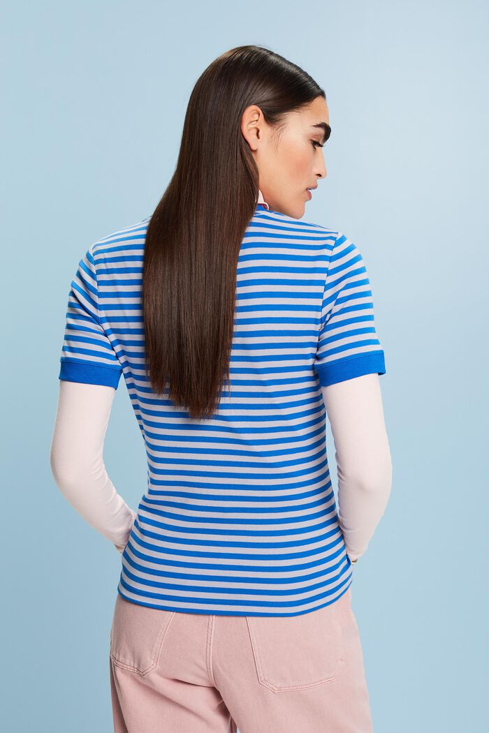 ‌LOGO標誌印花條紋棉質T恤, 淺藍色, detail image number 4