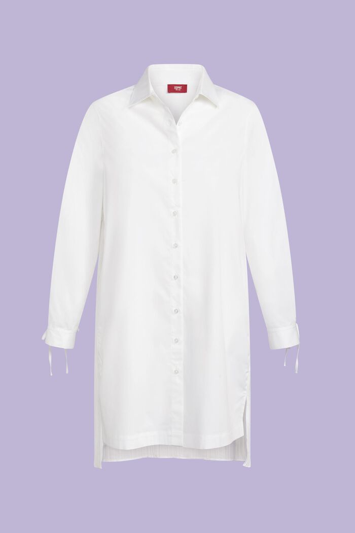 褶皺中長款恤衫式連身裙, 白色, detail image number 5