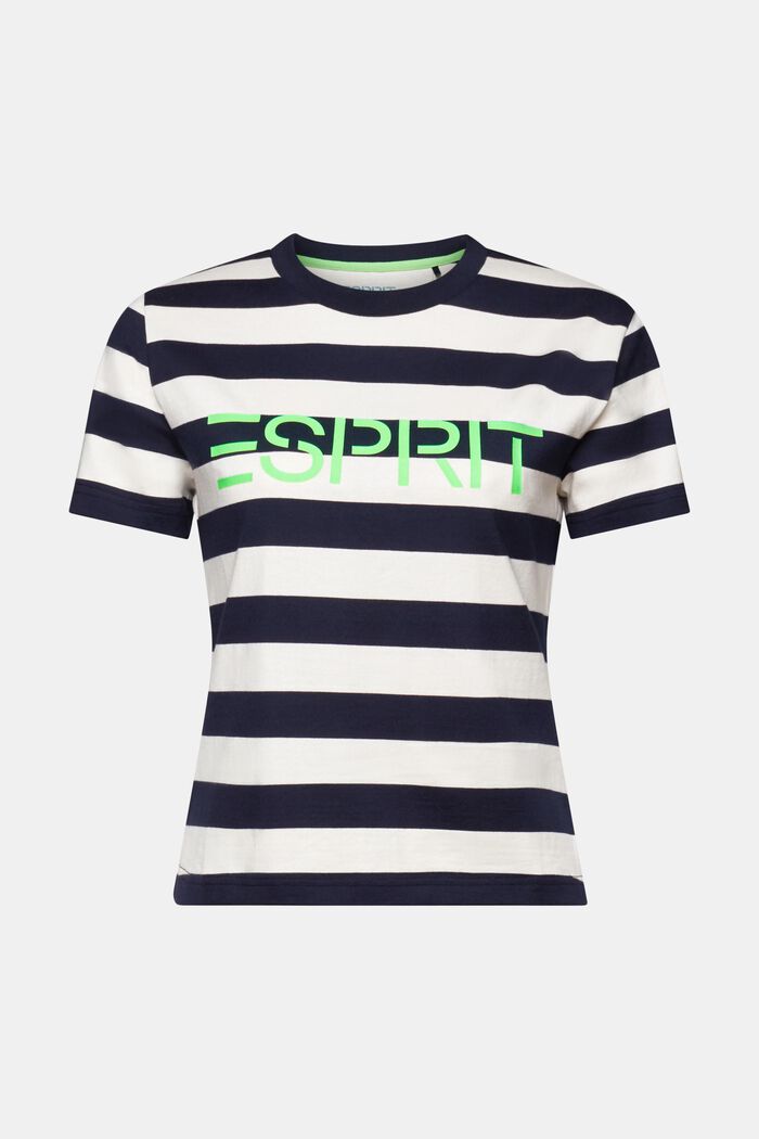 Striped Logo Cotton T-Shirt, NAVY, detail image number 7