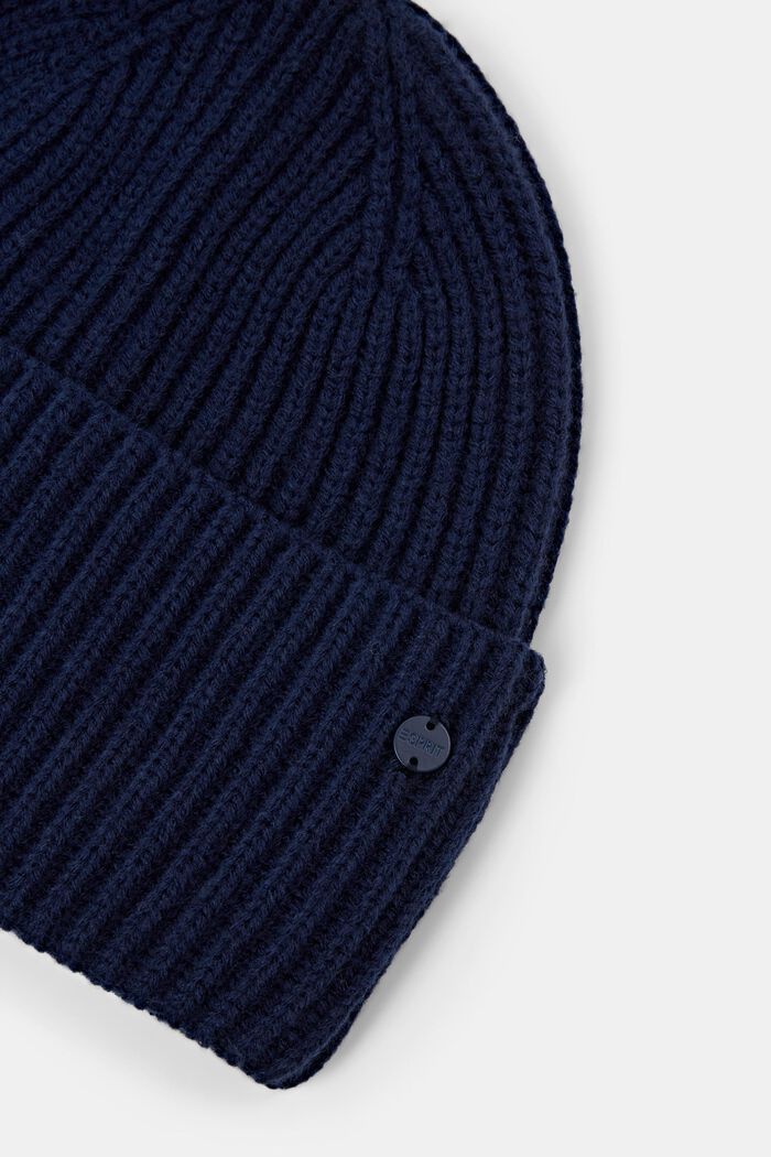羅紋針織圓帽, 深藍色, detail image number 1