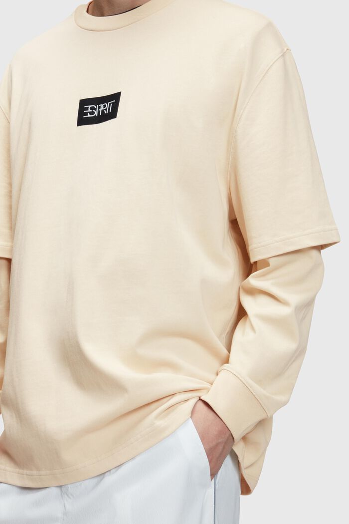 Oversized double-sleeve t-shirt, CREAM BEIGE, detail image number 3