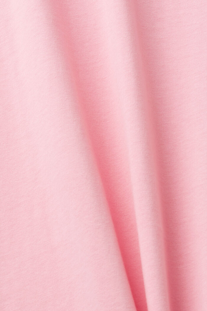 Cotton t-shirt with logo breast print, PINK, detail image number 4