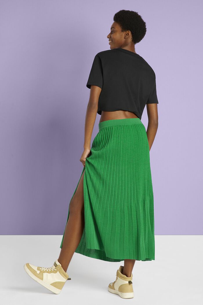 Pleated midi skirt, GREEN, detail image number 3