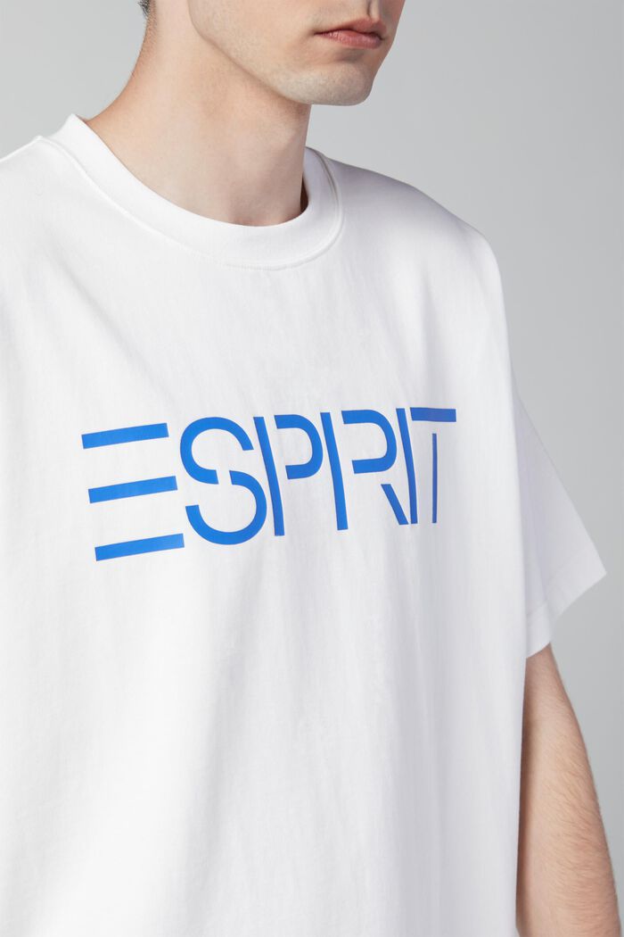 Unisex T-shirt with a logo print, WHITE, detail image number 2