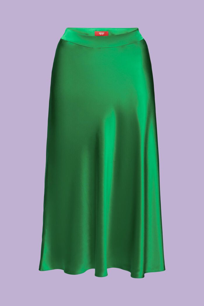 ‌絲質中長款半身裙, 綠色, detail image number 6
